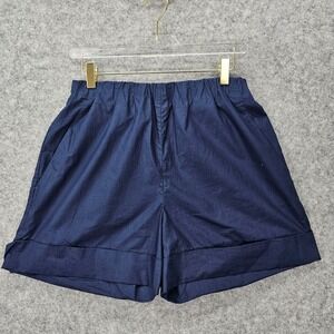 Poplin Shorts Womens Medium Navy M PATMOS Ferris Cuffed Sporty Summer Luxe 28x4